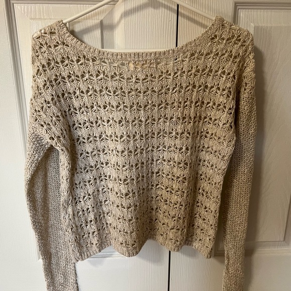 Hollister Crochet Cream Sweater, XS - Picture 2 of 5